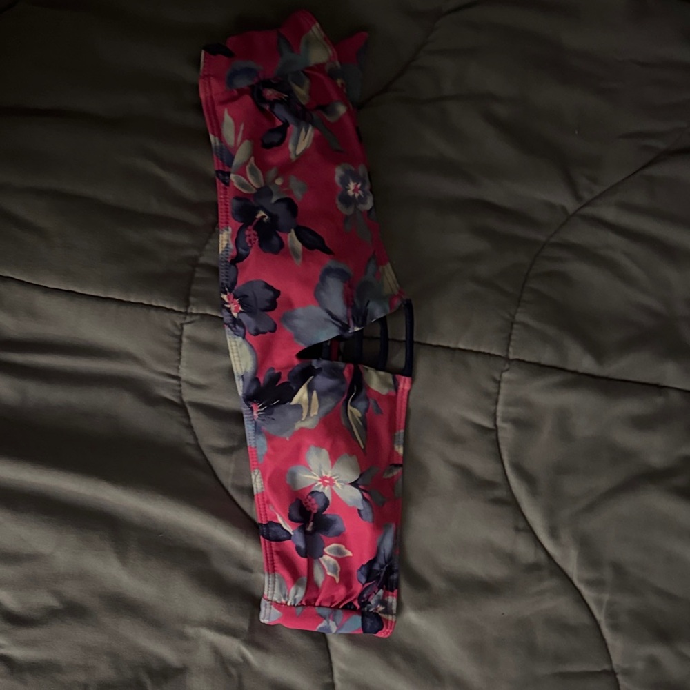 Lands' End Pink Floral Bandeau Swim Top